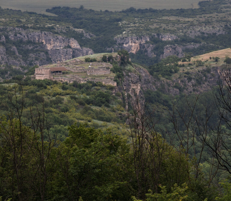 A distant look towards Cherven from the road leading there