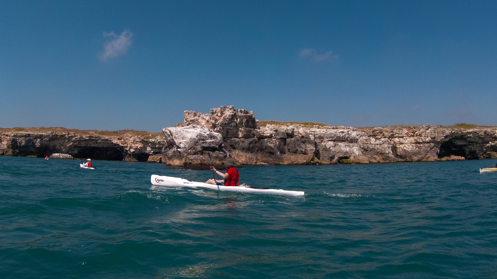 A person kayaking in the Black Sea with Sea Kayaking Bulgaria Adventures