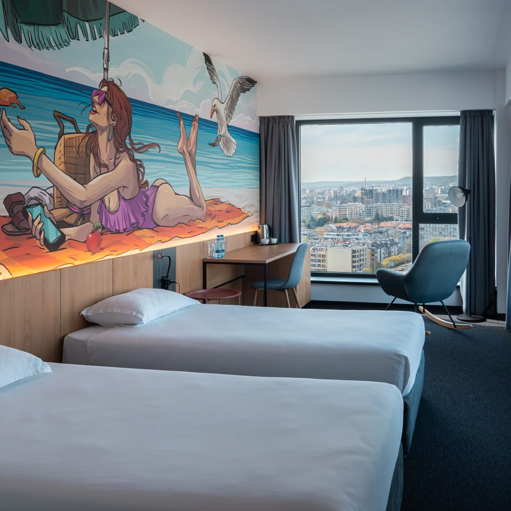 a room in Hotel Campus 90 - the quirkiest hotel in Varna - leading to an affiliate link in booking.com 