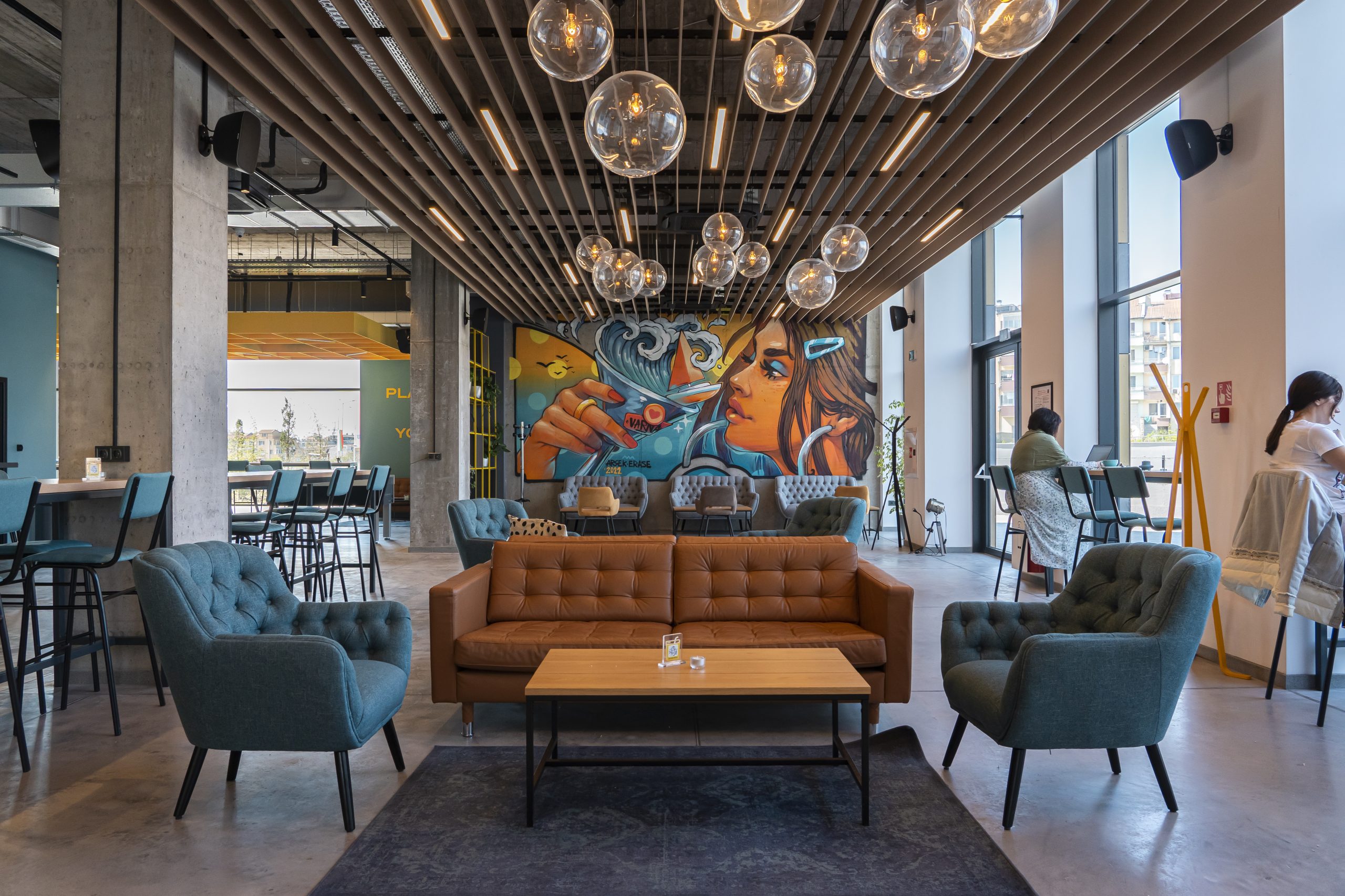 the lobby in Hotel Campus 90 - the quirkiest hotel in Varna