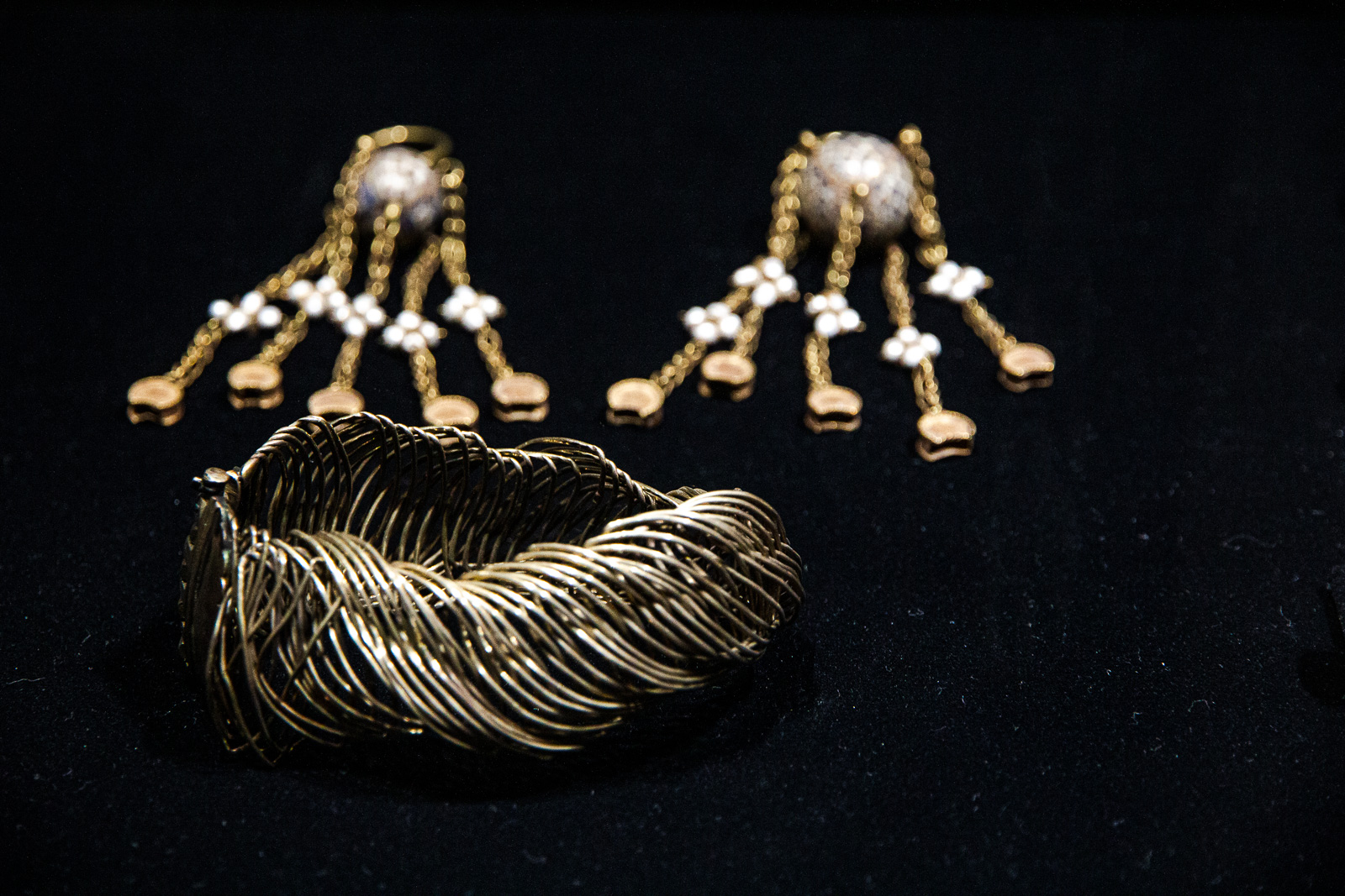 Delicate antique jewelry - a bracelet with earrings