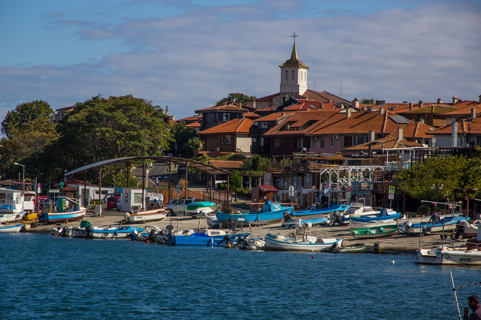 fishing boats in the water near nessebar sea port