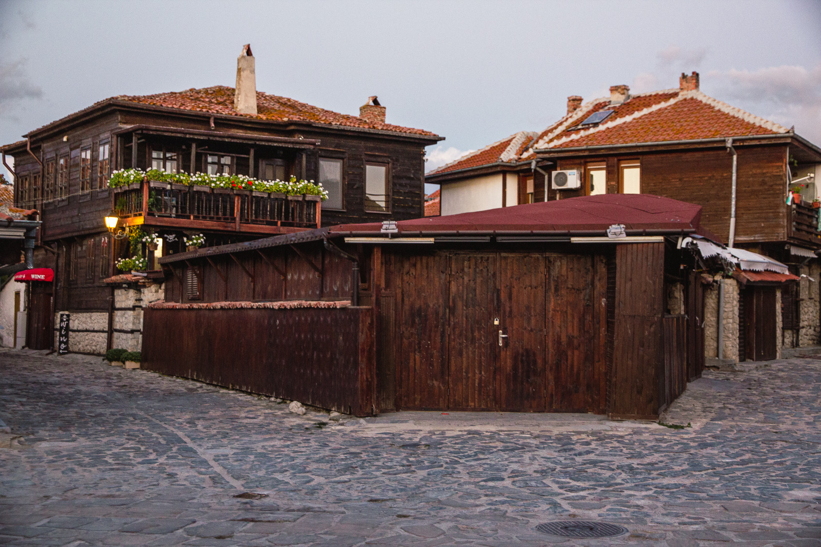 Wooden Black Sea style houses with red roofs
