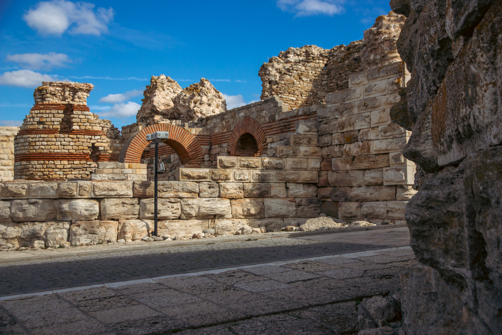 Preserved parts of the Western Wall and the main gate of Mesembria in Nessebar