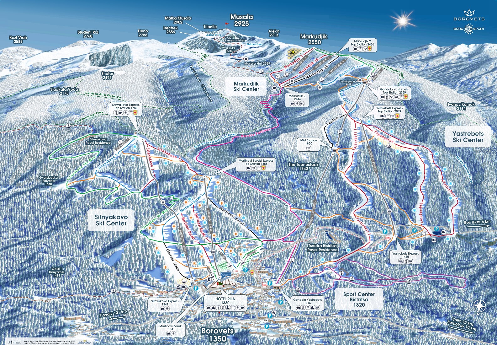 Borovets ski resort map