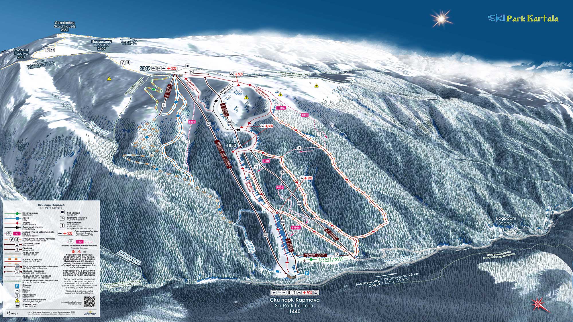 Kartala ski resort map