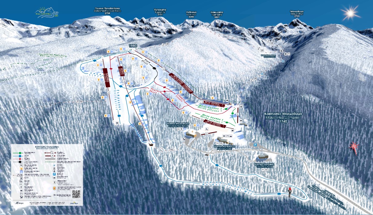 Malyovitsa ski resort map
