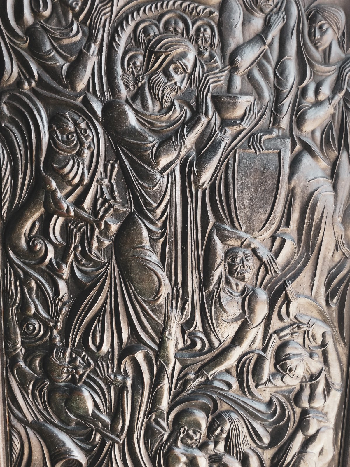Engraved metal doors in Tsarevets