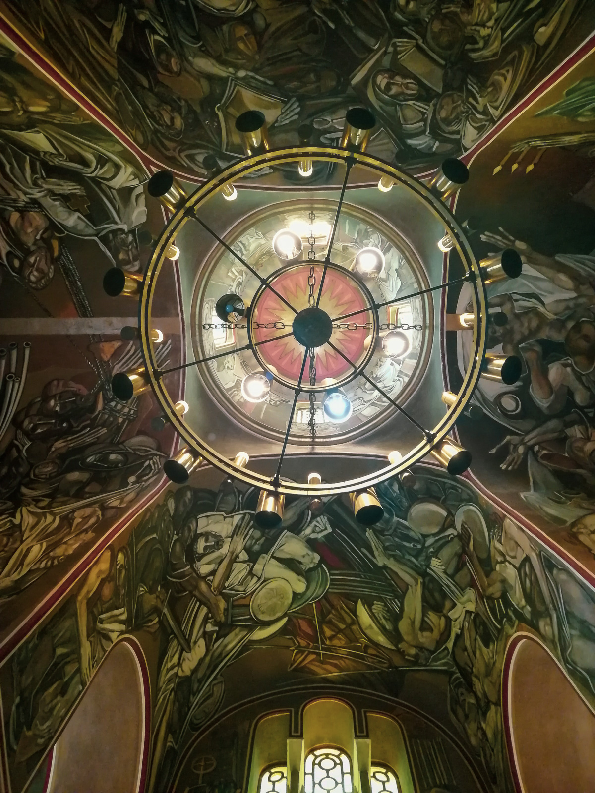 Church frescoes and lamps