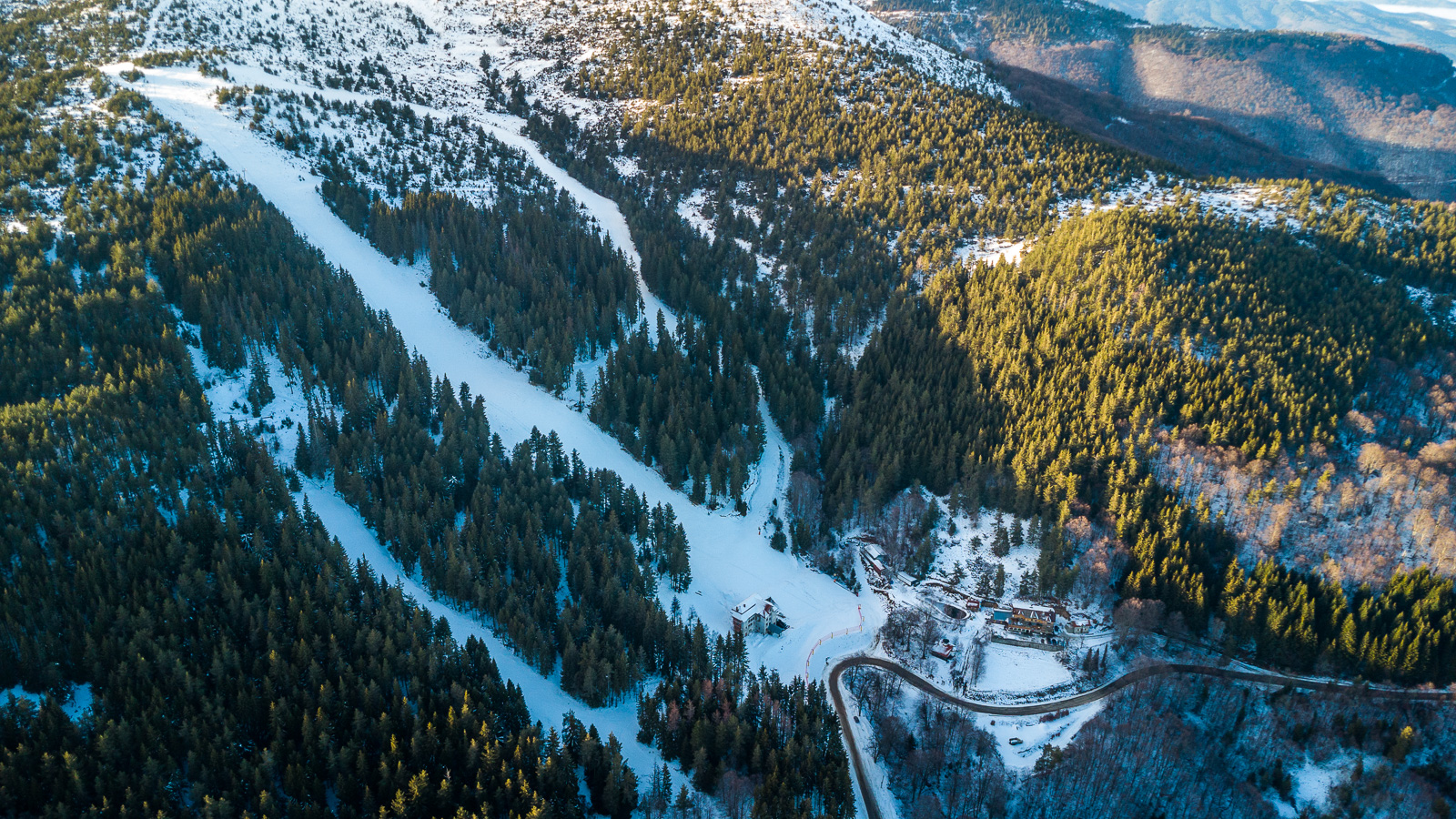 Bird eye photo of ski slopes Osogovo, Sheinarska and 6S
