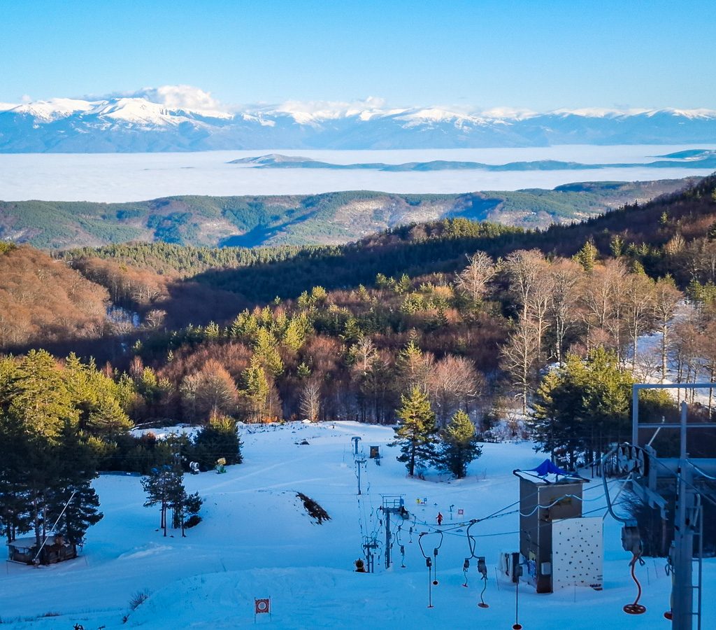 Ski resort Osogovo and panoramic mountain view