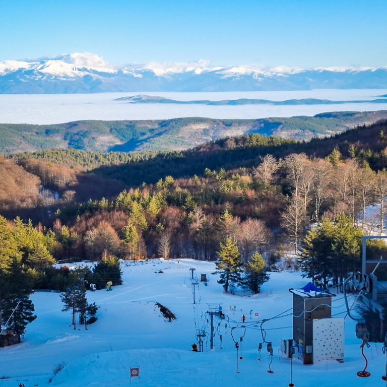 Ski resort Osogovo and panoramic mountain view
