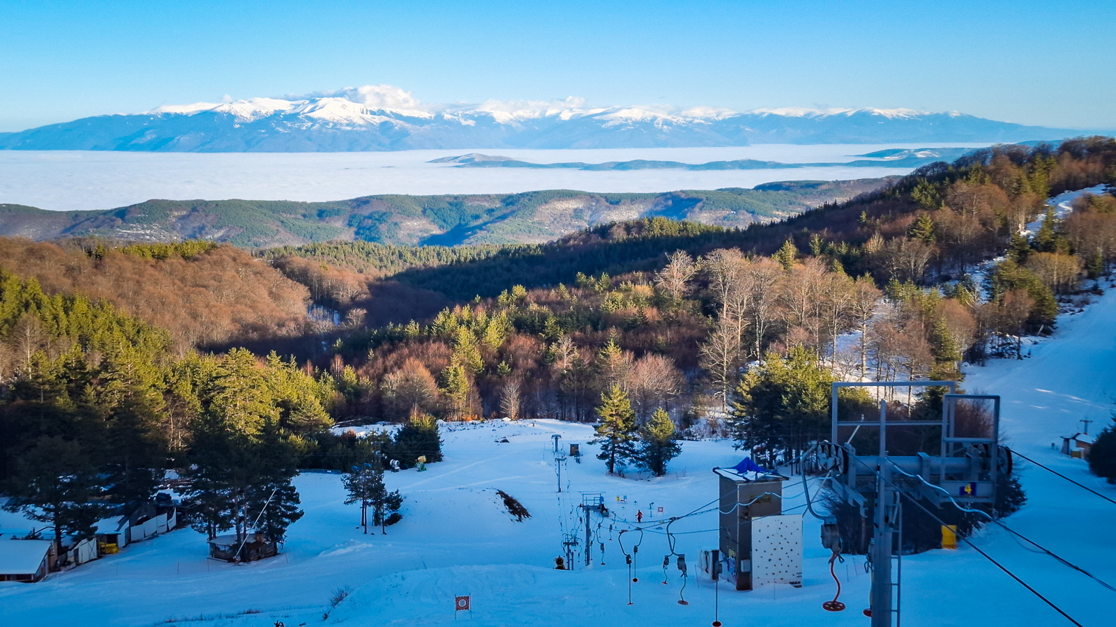 Ski resort Osogovo and panoramic mountain view