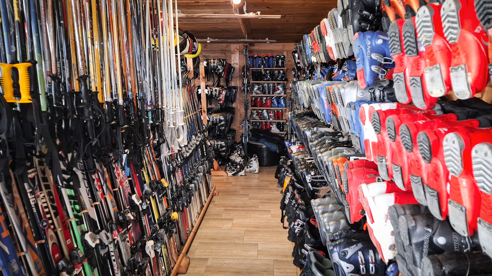 equipment inside the ski rental shop