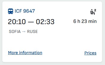 Direct train info screenshot