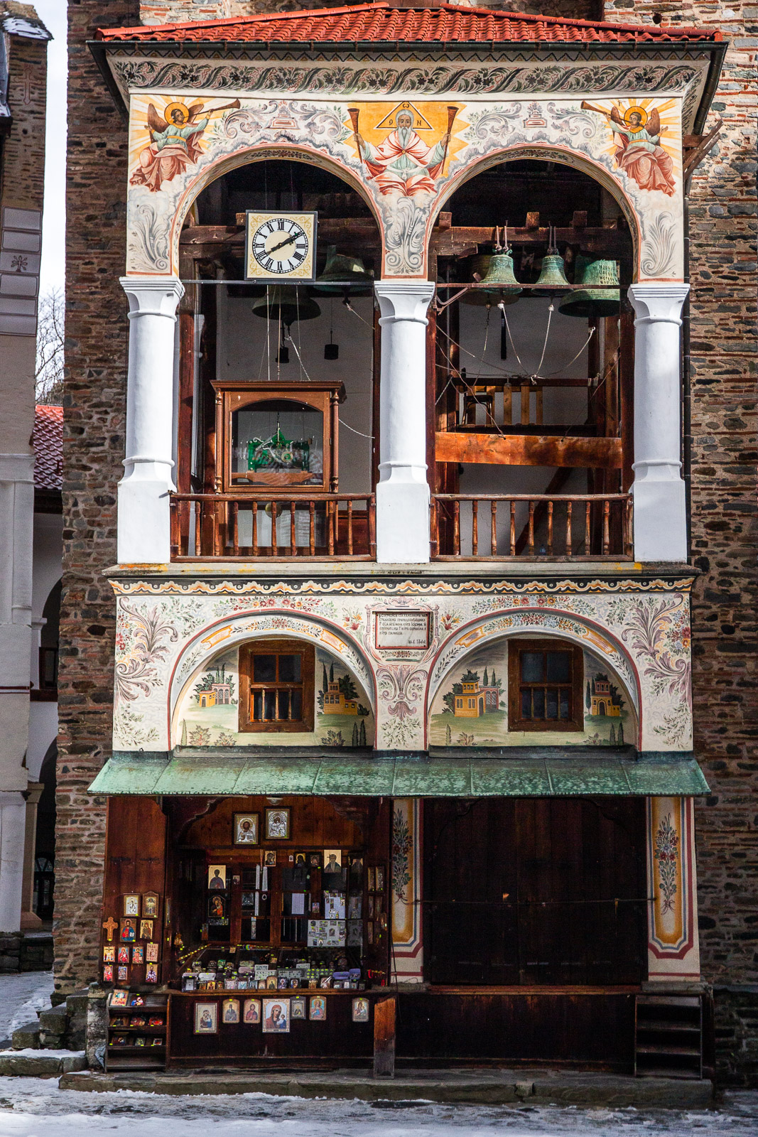 Decorative building with clock and bells