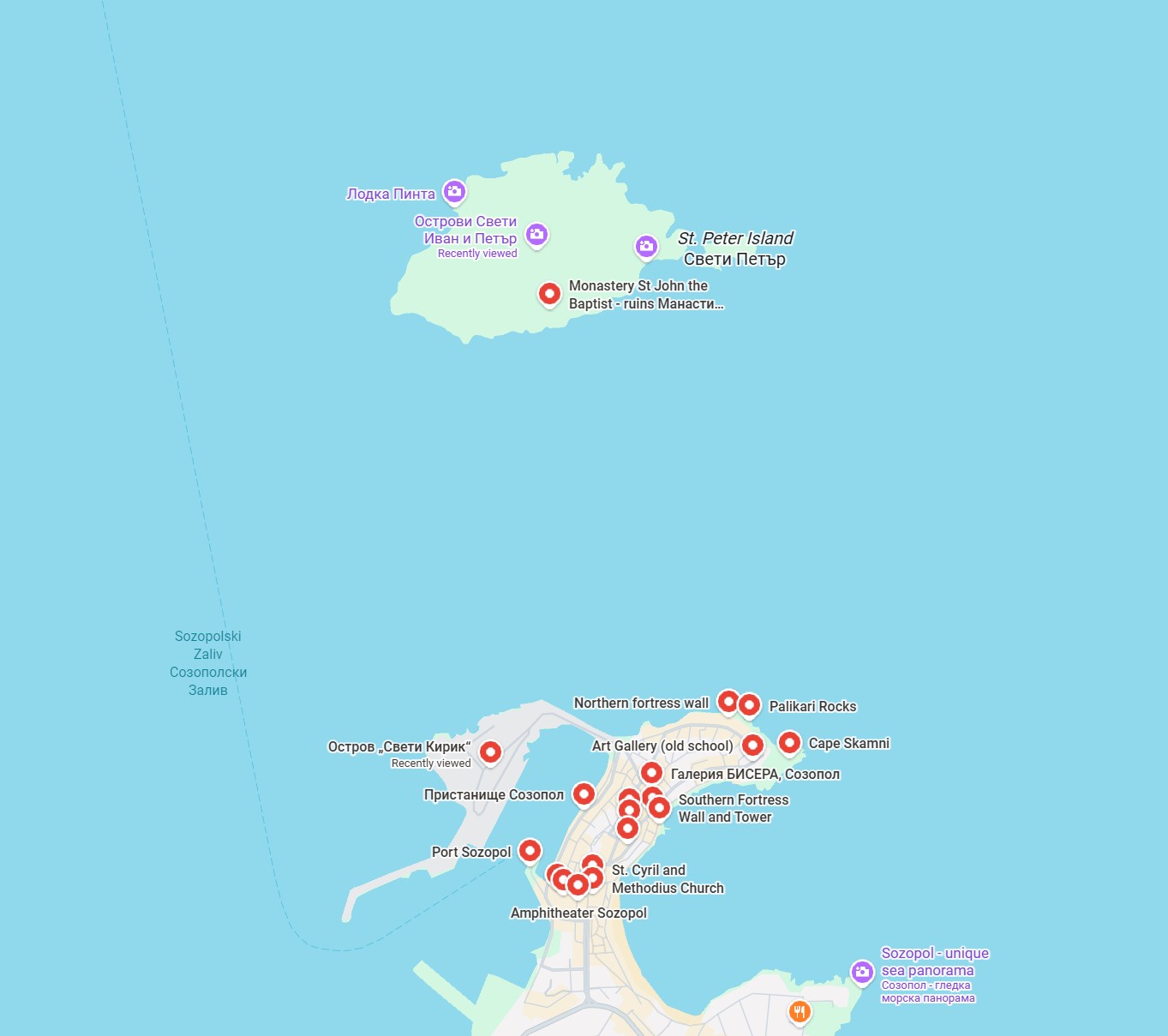 google maps list with an external link