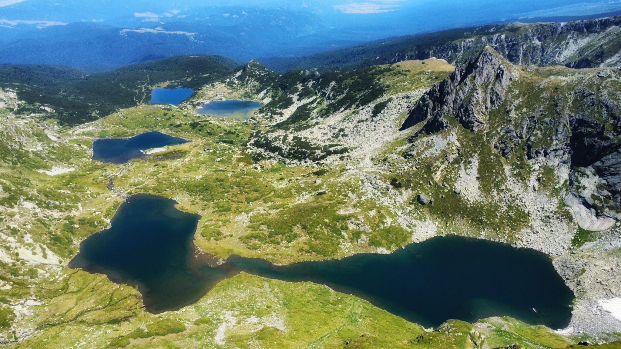 Panoramic view from Ezeren Peak towards the Rila Lakes