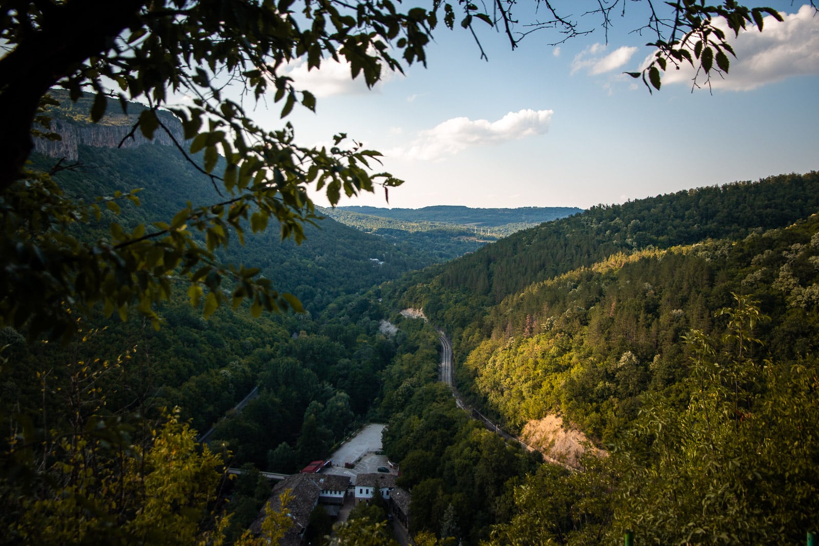 Panorama towards the Dryanovska River canyon and Dryanovo Monastery from the Bench of Love